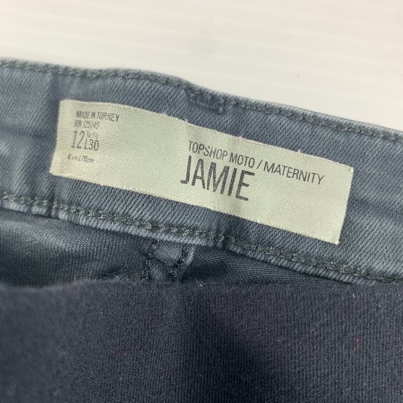 Topshop Moto Maternity Jamie Jeans Womens Size 12 Skinny Inseam 25 Gray Stretch - Picture 3 of 7